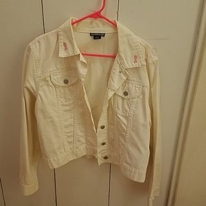 Lands End denim white jacket